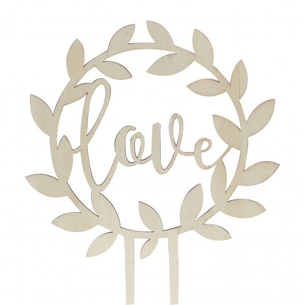 Wooden Cake Topper - love